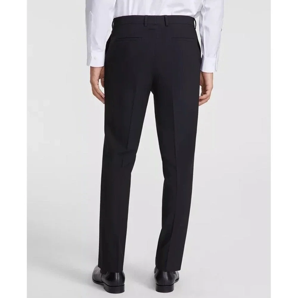 DKNY Men's Modern Fit Nested 2-piece Suit Black 46R Pants 39Wx32L